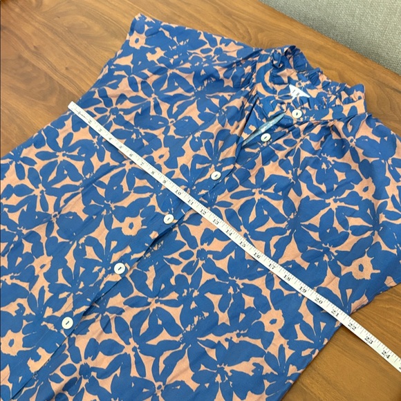 THML Blue & Peach Floral Ruffle Collar Blouse – Size Large - Picture 5 of 6